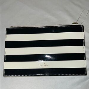 Kate Spade Black and White Striped Pencil Bag